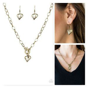 Heart Brass Toggle Necklace Pendant